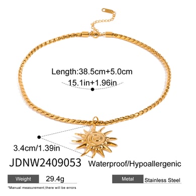 1 Piece Ethnic Series Classic Sun/Moon Stainless Steel 18K Gold Plated Women Pendant Necklaces h5 Picture2