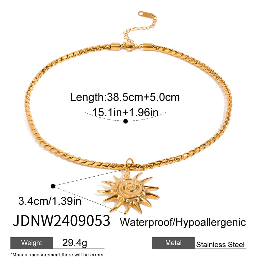 1 Piece Ethnic Series Classic Sun/Moon Stainless Steel 18K Gold Plated Women Pendant Necklaces Picture2