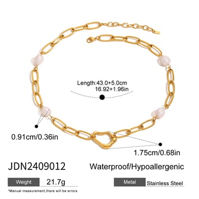1 Piece Classic Series Elegant Geometric Stainless Steel 18K Gold Plated Artificial Pearl Women Pendant Necklaces h5 Picture2