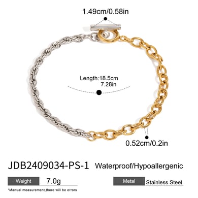 1 Piece Simple Series Simple Geometric Stainless Steel 18K Gold Plated Women Chain Bracelets h5 Picture2