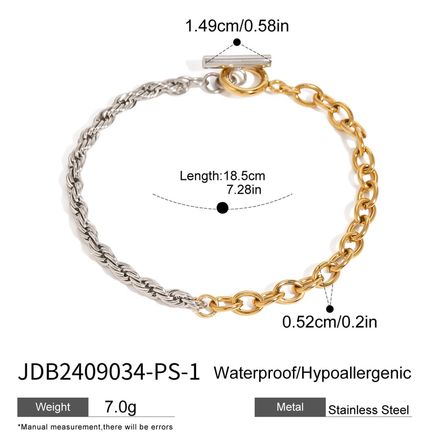 1 Piece Simple Series Simple Geometric Stainless Steel 18K Gold Plated Women Chain Bracelets Picture2