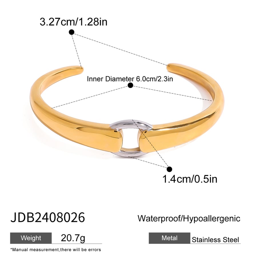 1 Piece Simple Series Daily Geometric Stainless Steel 18K Gold Plated Women Bangles Picture2