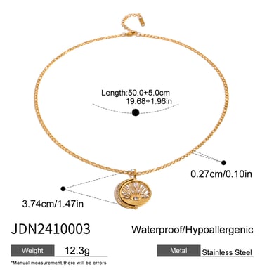 1 Piece Simple Series Retro Eye Stainless Steel 18K Gold Plated Zircon Women Pendant Necklaces h5 Picture2