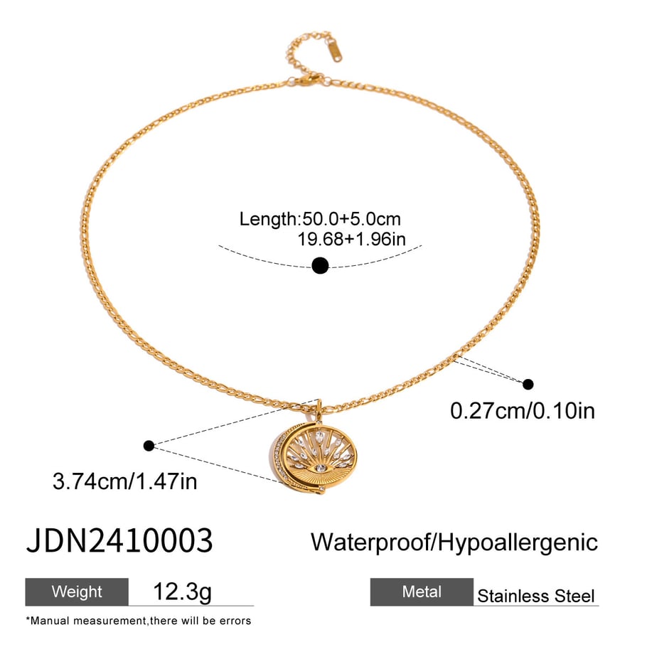 1 Piece Simple Series Retro Eye Stainless Steel 18K Gold Plated Zircon Women Pendant Necklaces Picture2