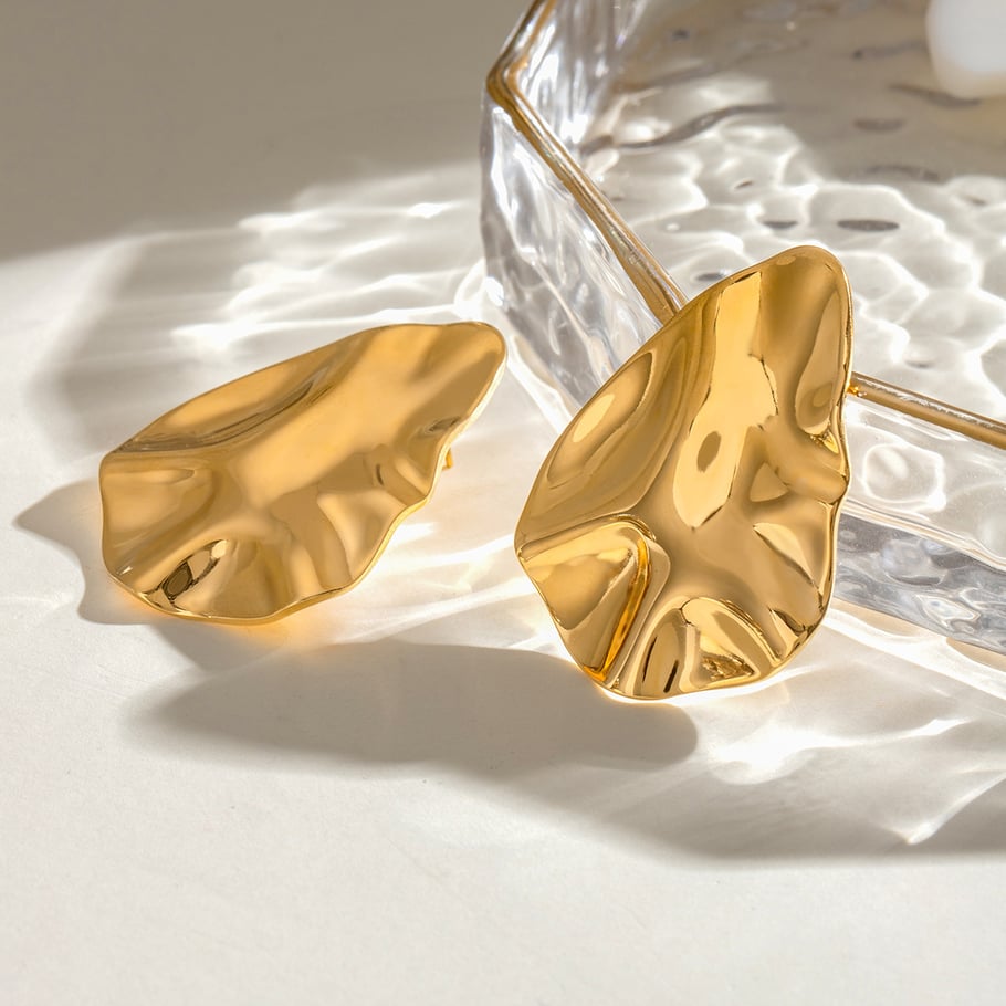 1 Paar einfache Serie lässig geometrische Edelstahl 18 Karat vergoldet Frauen Ohrstecker 
