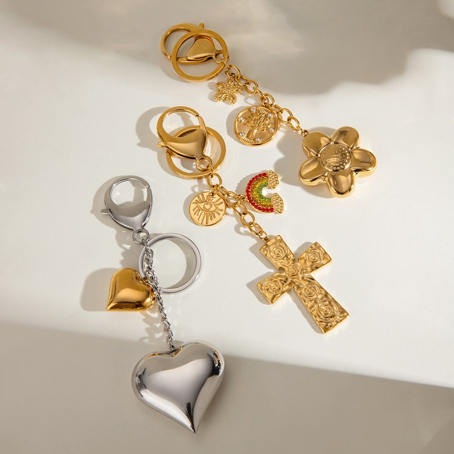 1 Paar Simple Series Klassische Herz-Anhänger aus Edelstahl 18 Karat vergoldet für Damen Bild2
