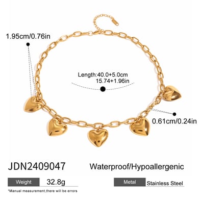 1 Piece Simple Series Sweet Heart Stainless Steel 18K Gold Plated Women Pendant Necklaces h5 Picture2