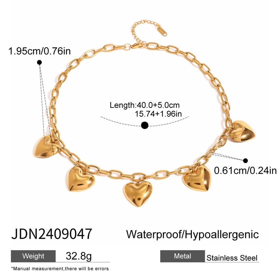 1 Piece Simple Series Sweet Heart Stainless Steel 18K Gold Plated Women Pendant Necklaces Picture2