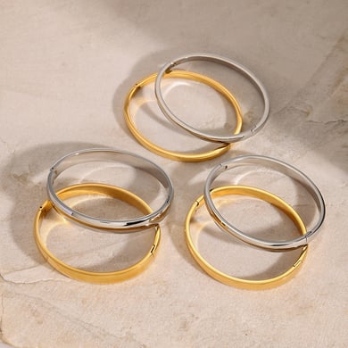 1 Piece Simple Series Classic Geometric Stainless Steel 18K Gold Plated Women Bangles h5 Picture2