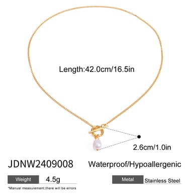 1 Stück Simple Series Tägliche geometrische Edelstahl 18 Karat vergoldete Perlen Damen Anhänger Halsketten h5 Bild2