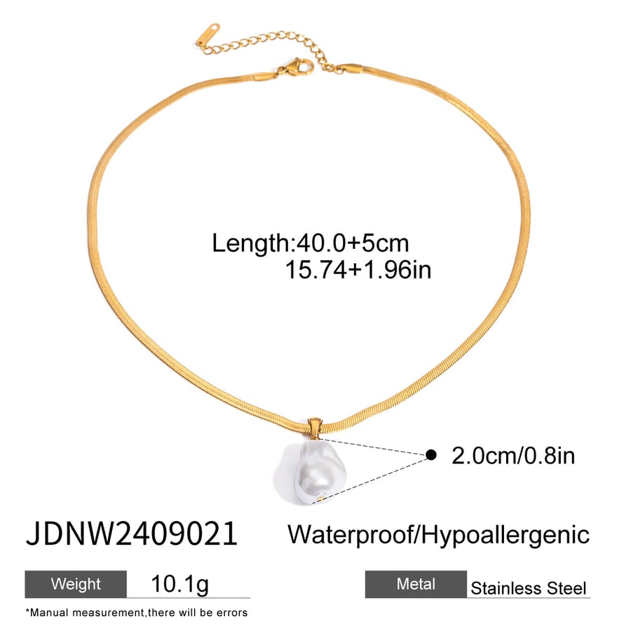 1 Stück Simple Series Elegante geometrische Edelstahl 18 Karat vergoldete Kunstperle Damen-Anhänger-Halsketten Bild2