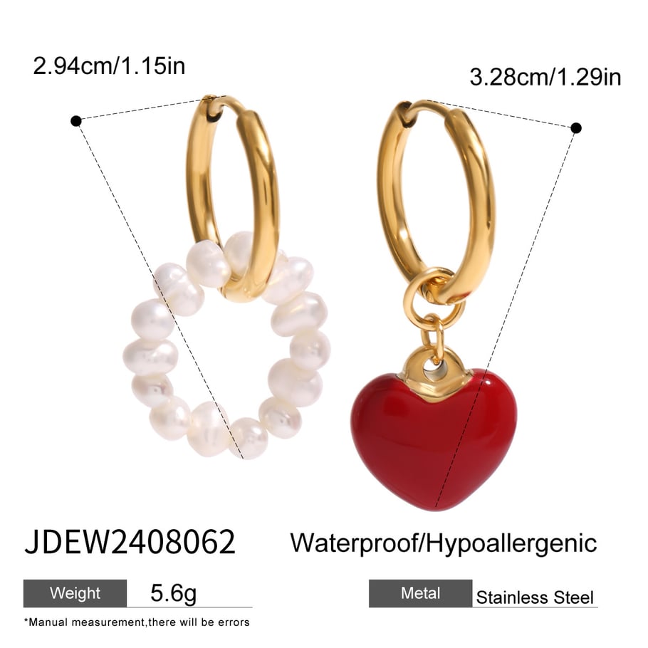 1 Paar Ohrringe aus Edelstahl mit 18 Karat vergoldeter Kunstperle für Damen, Motiv: „Romantic Series Sweet Heart“ Bild2