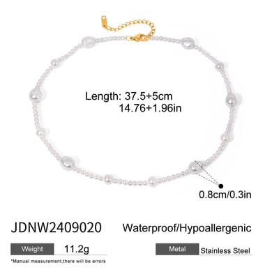 1 Stück Classic Series Retro Beads Edelstahl 18 Karat vergoldet Kunstperlen Damen Perlenketten h5 Bild2
