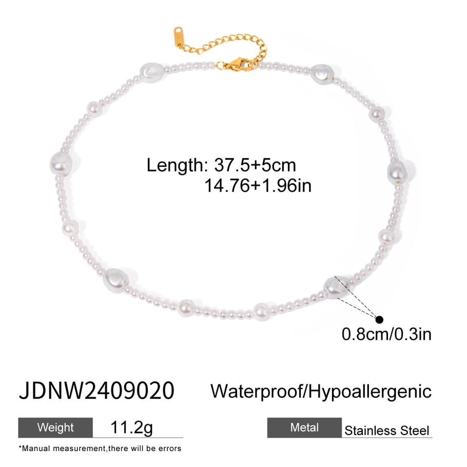 1 Stück Classic Series Retro Beads Edelstahl 18 Karat vergoldet Kunstperlen Damen Perlenketten Bild2