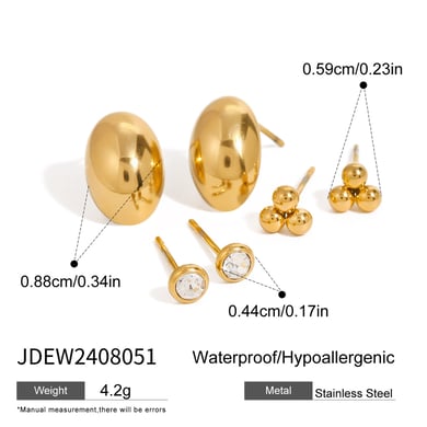 1 Paar Simple Series Klassische geometrische Ohrstecker aus Edelstahl mit 18 Karat vergoldetem Zirkonia für Damen h5 Bild2