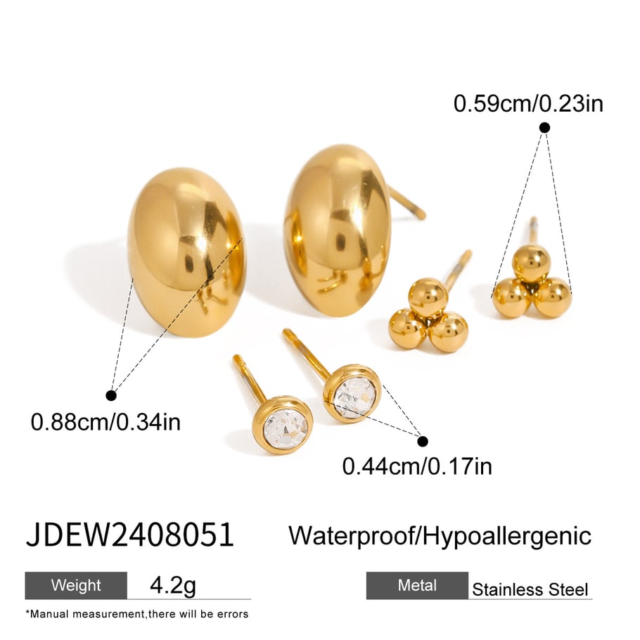 1 Paar Simple Series Klassische geometrische Ohrstecker aus Edelstahl mit 18 Karat vergoldetem Zirkonia für Damen Bild2