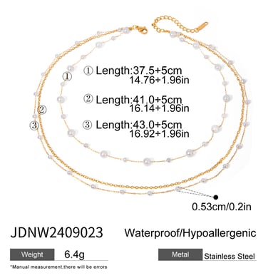 1 Piece Classic Series Elegant Beads Stainless Steel 18K Gold Plated Artificial Pearl Women Layered Necklaces h5 Picture2