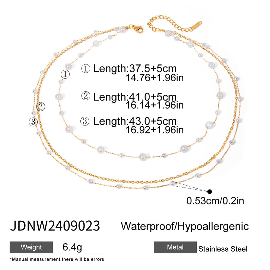 1 Piece Classic Series Elegant Beads Stainless Steel 18K Gold Plated Artificial Pearl Women Layered Necklaces Picture2