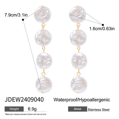1 Pair Classic Series Elegant Beads Stainless Steel 18K Gold Plated Artificial Pearl Women Drop Earrings h5 Picture2