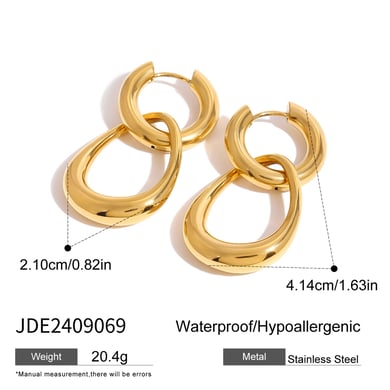 1 Paar einfache geometrische Ohrringe aus Edelstahl mit 18 Karat Vergoldung für Damen h5 Bild2