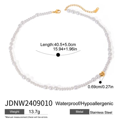 1 Stück Classic Series Retro Beads Edelstahl 18 Karat vergoldet Kunstperlen Damen Perlenketten h5 Bild2