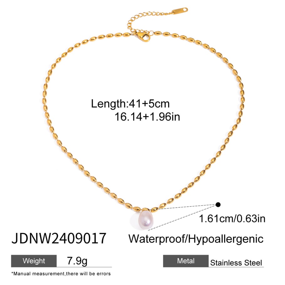 1 Stück Classic Series Retro Beads Edelstahl 18 Karat vergoldet Kunstperle Damen Anhänger Halsketten Bild2
