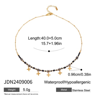 1 Stück Simple Series Elegante Perlen Edelstahl 18 Karat vergoldet Naturstein Damen Anhänger Halsketten h5 Bild2
