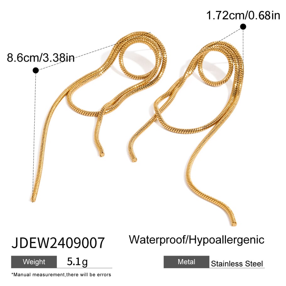 1 Pair Simple Series Retro Tassel Stainless Steel 18K Gold Plated Women Stud Earrings Picture2