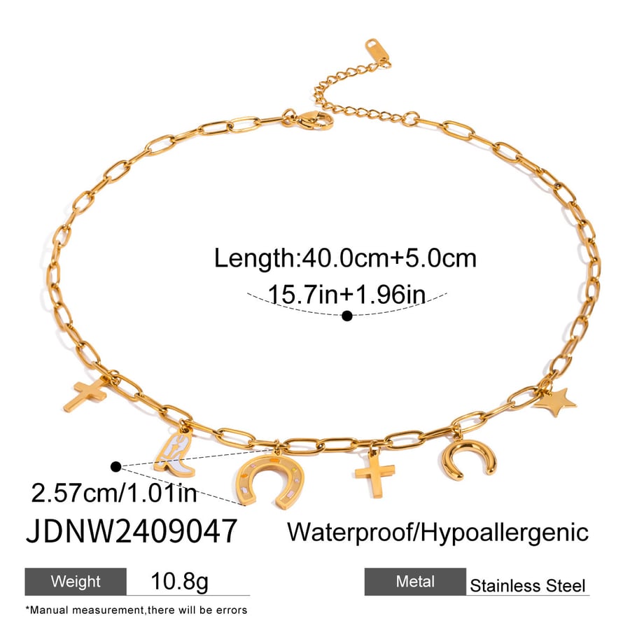 1 Piece Fashionable Classic Style Cross Shape Stainless Steel 18K Gold Plated Women's Charm Bracelet Picture2