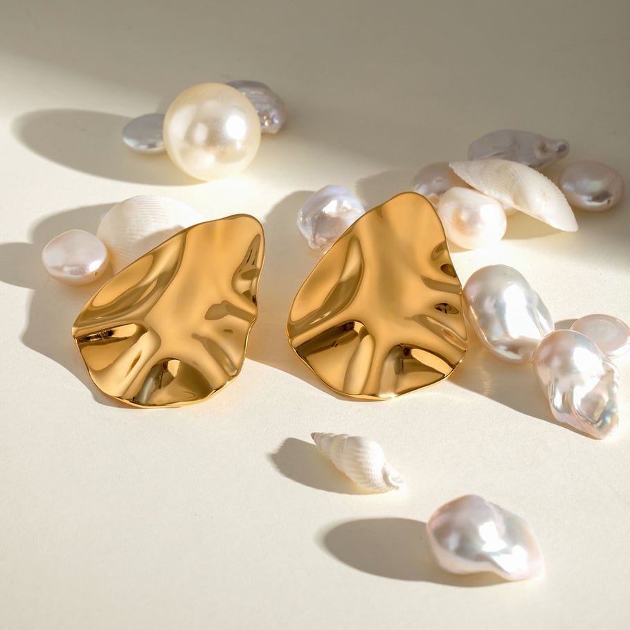 1 Paar einfache Serie lässig geometrische Edelstahl 18 Karat vergoldet Frauen Ohrstecker Bild2