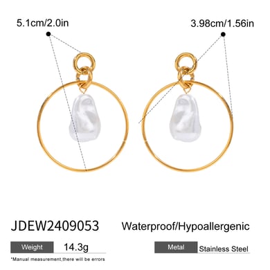 1 Pair Simple Series Elegant Geometric Stainless Steel 18K Gold Plated Artificial Pearl Women Drop Earrings h5 Picture2