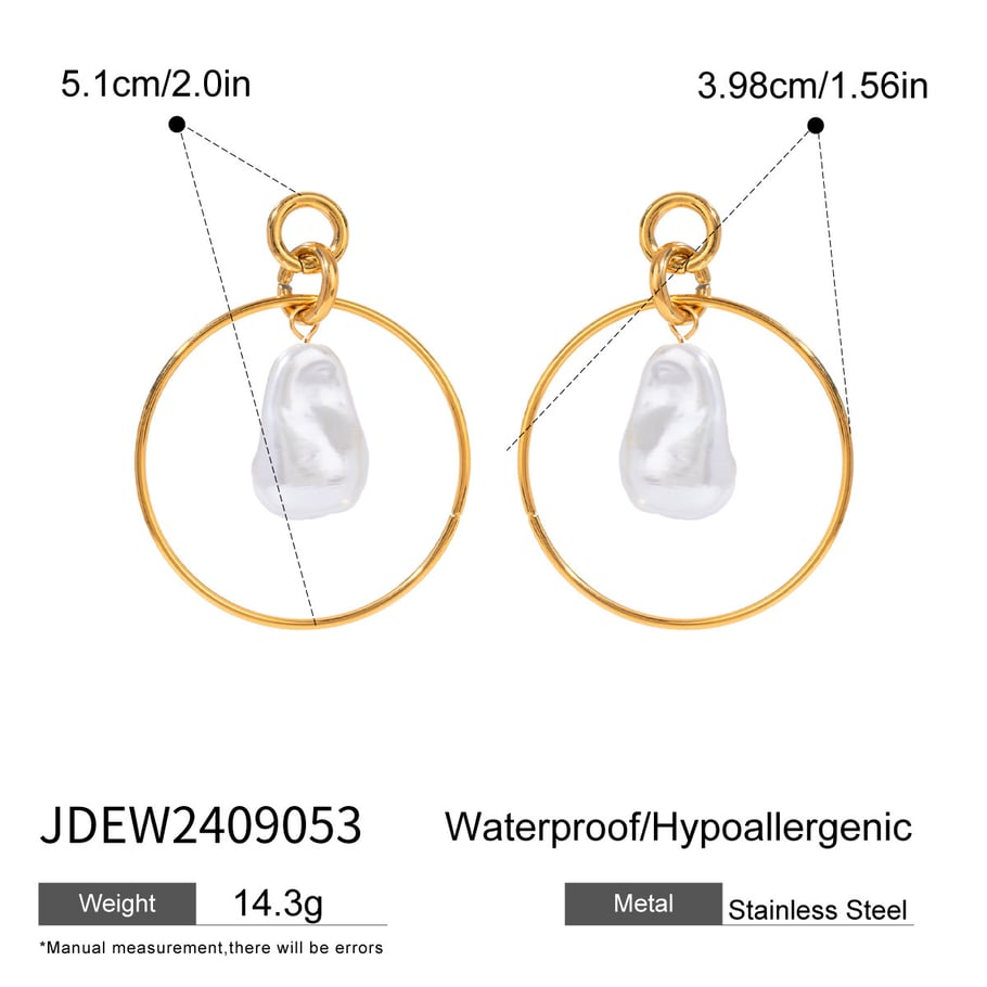 1 Pair Simple Series Elegant Geometric Stainless Steel 18K Gold Plated Artificial Pearl Women Drop Earrings Picture2