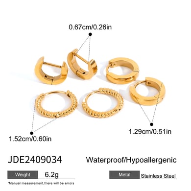 1 Paar Ohrringe im Retro-Stil der Simple Series aus Edelstahl mit 18 Karat Vergoldung für Damen h5 Bild2