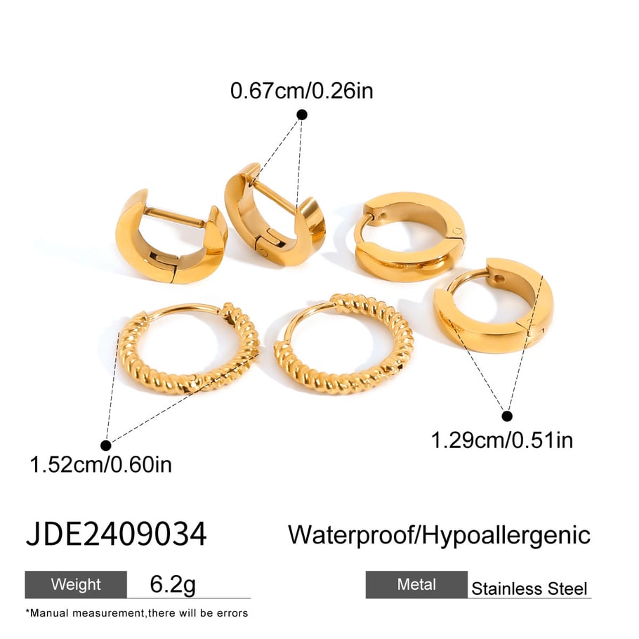 1 pair simple series retro geometric stainless steel gold plated women earrings set h5Picture2