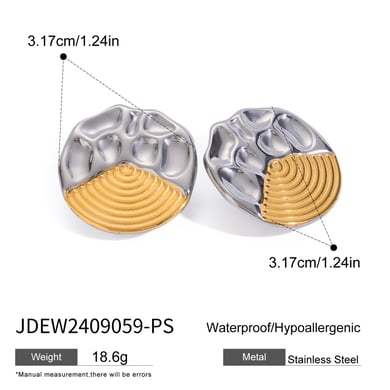 1 Pair Simple Series Retro Geometric Stainless Steel 18K Gold Plated Women Stud Earrings h5 Picture2