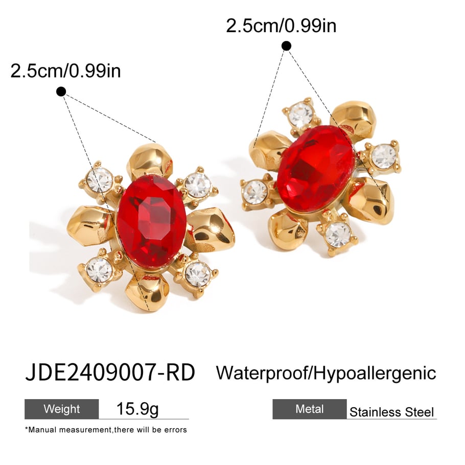 1 Pair Romantic Series Retro Flower Stainless Steel 18K Gold Plated Zircon Women Stud Earrings Picture2