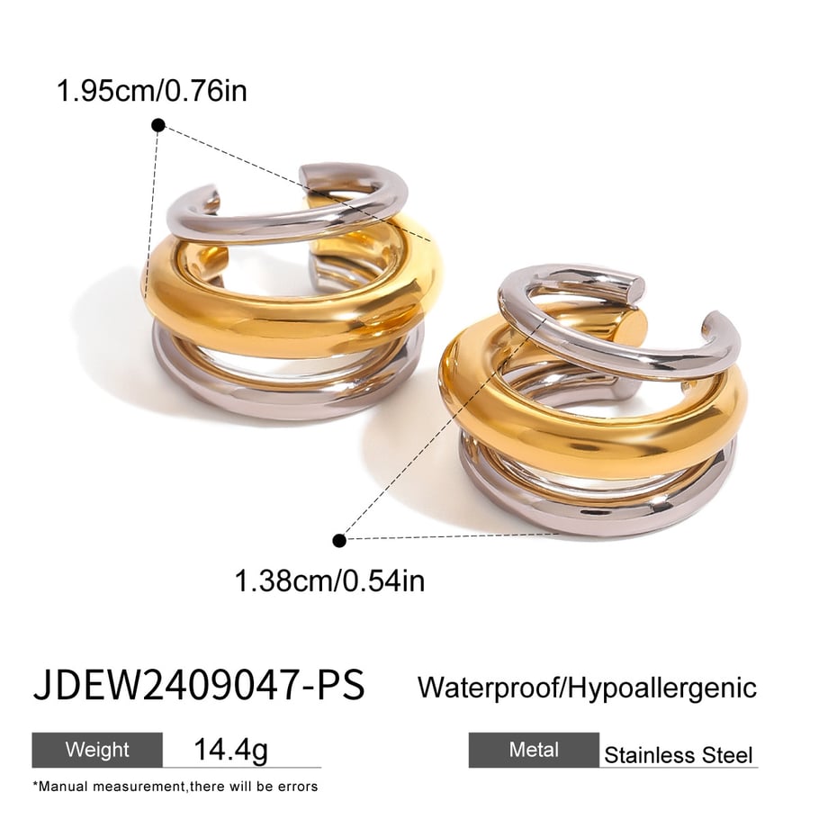 1 pair simple series casual patchwork stainless steel gold plated women clip-on earrings h5Picture2