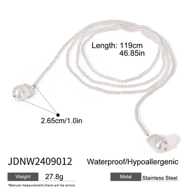 1 Stück Klassische Serie Elegante Perlen Edelstahl 18K vergoldet Damen Layered Halsketten h5 Bild2