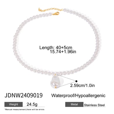 1 Stück Simple Series Retro Beads Edelstahl 18 Karat vergoldete Kunstperle Damen Anhänger Halsketten h5 Bild2