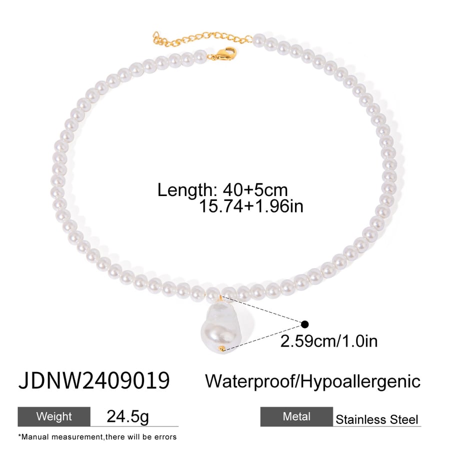 1 Stück Simple Series Retro Beads Edelstahl 18 Karat vergoldete Kunstperle Damen Anhänger Halsketten Bild2