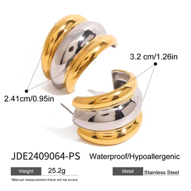 1 Pair Simple Series Daily Letter Stainless Steel 18K Gold Plated Women Stud Earrings h5 Picture2