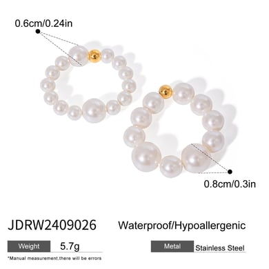 1 Paar Simple Series Elegante Perlen Edelstahl 18 Karat vergoldet Damen Ring-Sets h5 Bild2