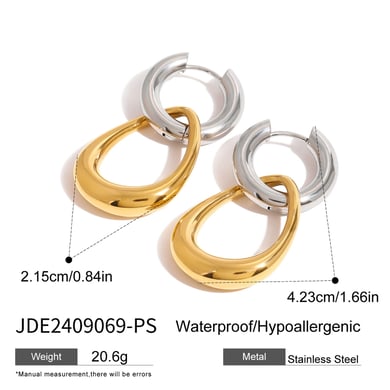 1 Paar einfache geometrische Ohrringe aus Edelstahl mit 18 Karat Vergoldung für Damen h5 Bild2