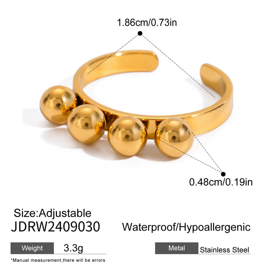 1 Pair Simple Series Daily Geometric Stainless Steel 18K Gold Plated Women Adjustable Rings Picture2