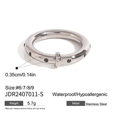 1 Pair Simple Series Simple Geometric Stainless Steel Rhinestone Women Single Rings h5 Picture2