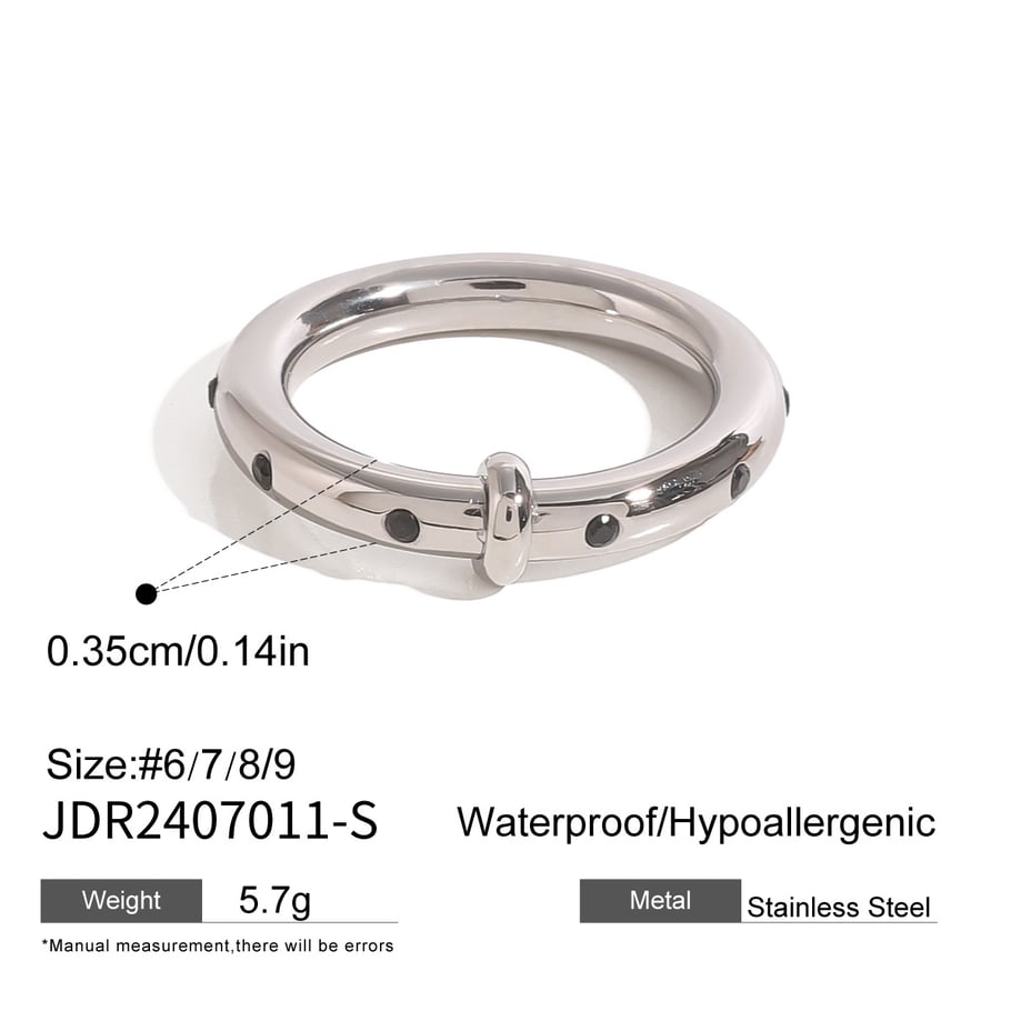 1 Pair Simple Series Simple Geometric Stainless Steel Rhinestone Women Single Rings Picture2