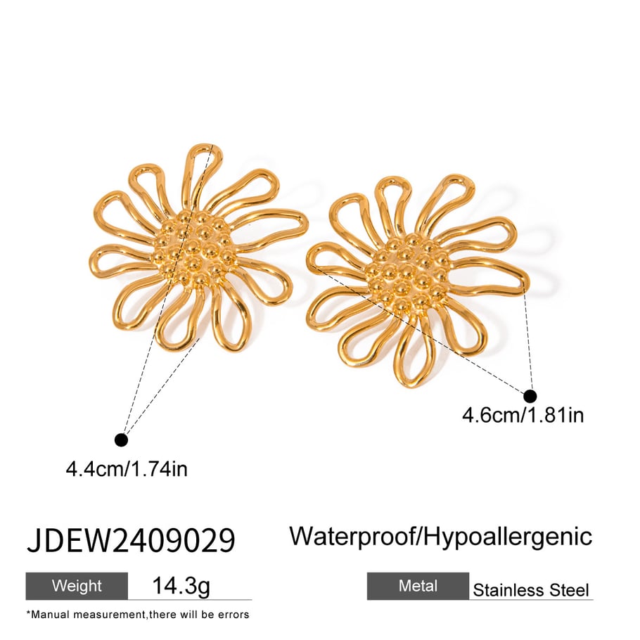 1 Paar Simple Series Sweet Flower Edelstahl 18 Karat vergoldete Damen-Ohrstecker Bild2
