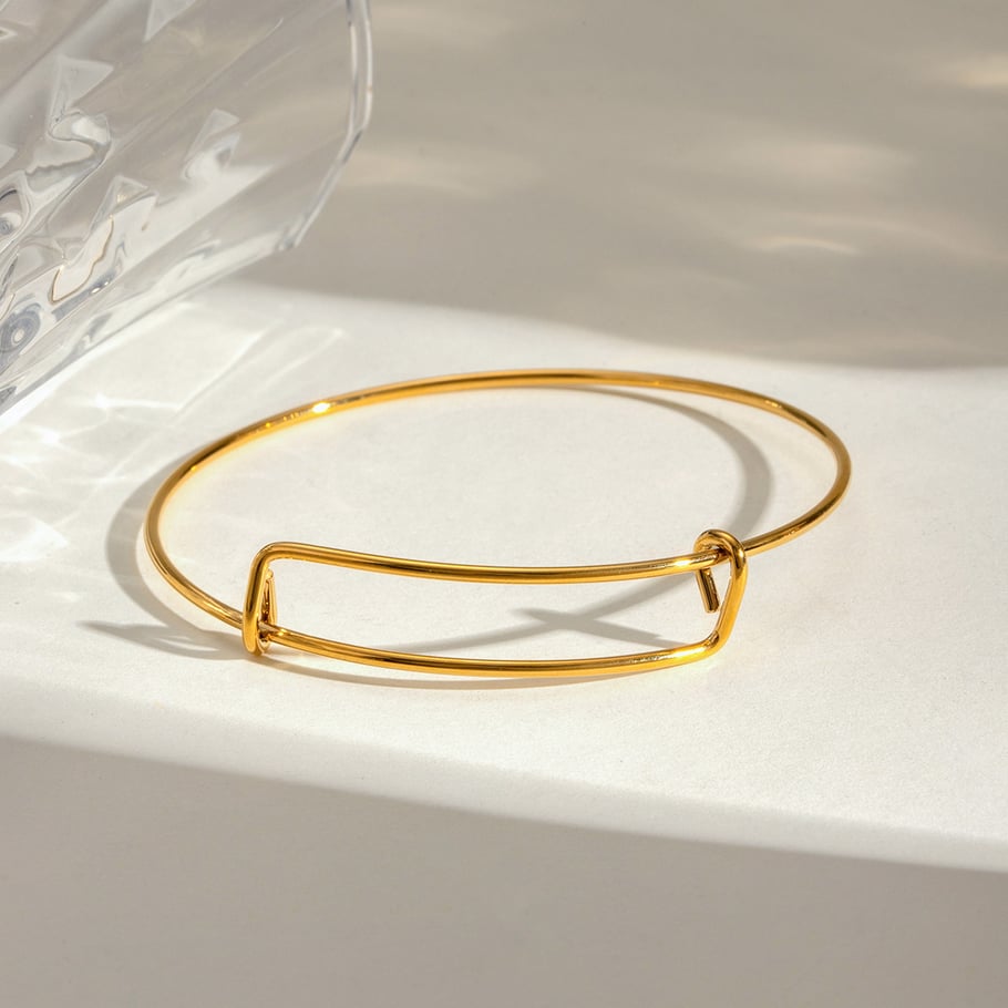1 Piece Simple Series Classic Geometric Stainless Steel 18K Gold Plated Women Bangles 