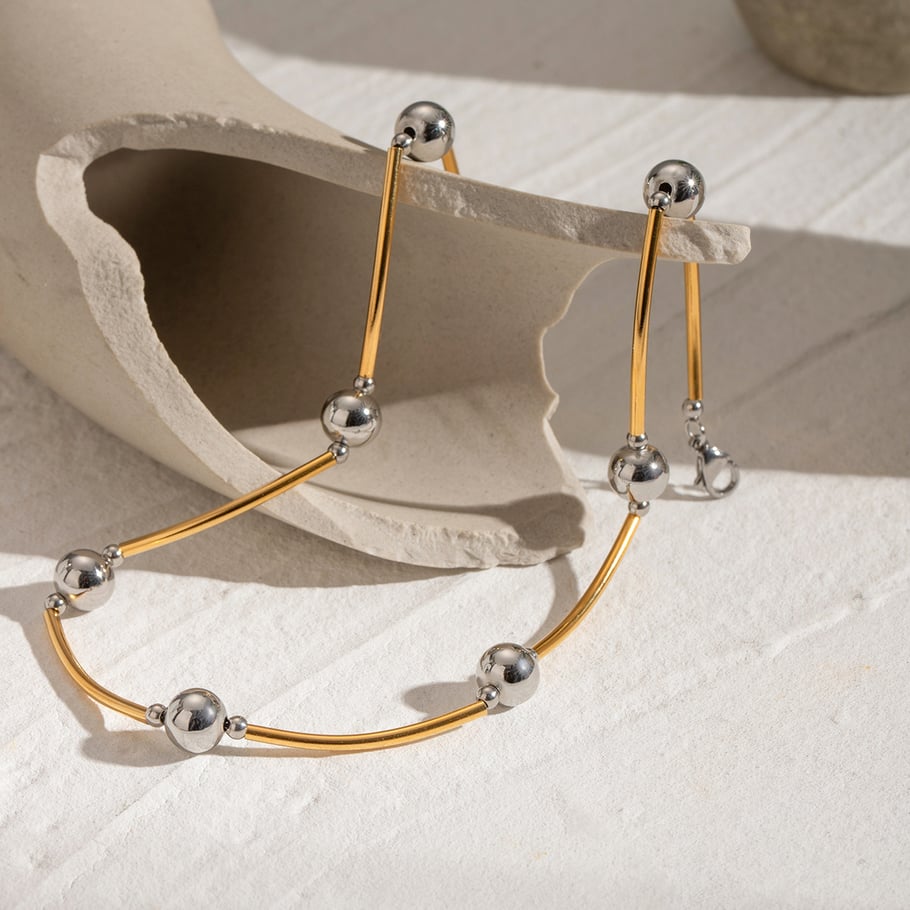 1 Stück Simple Series Casual Geometric Edelstahl 18 Karat vergoldet Damen Kettenhalsketten 