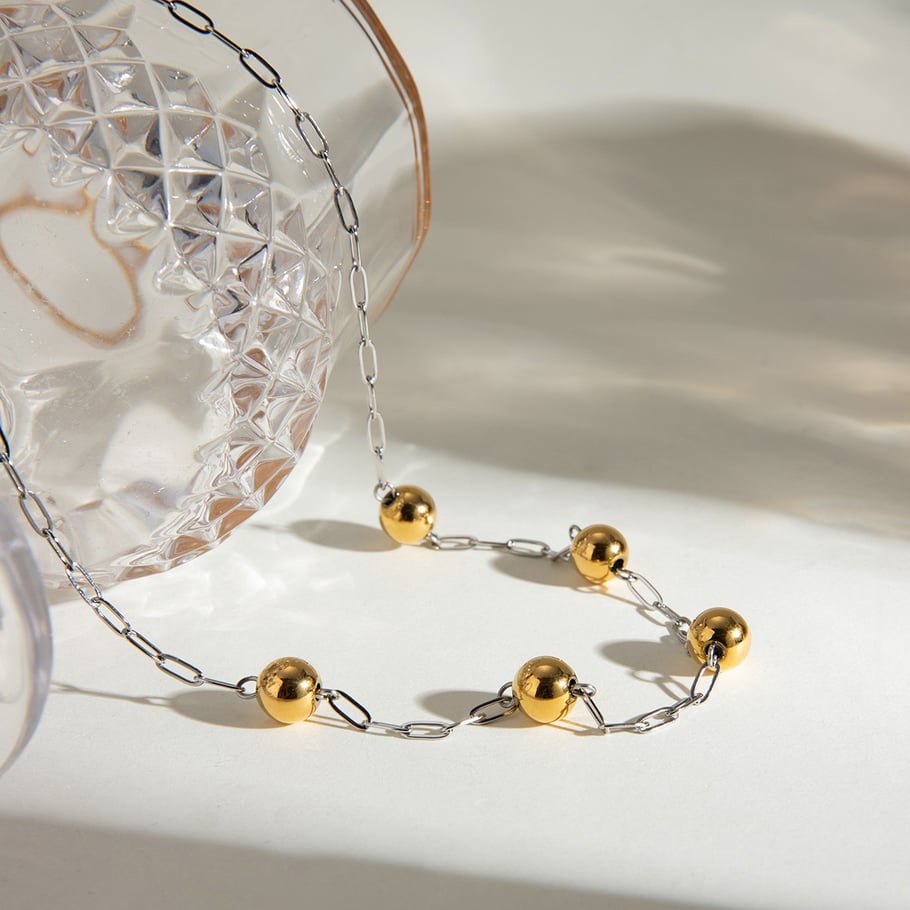 1 Stück Simple Series Casual Geometric Edelstahl 18 Karat vergoldet Damen Kettenhalsketten 
